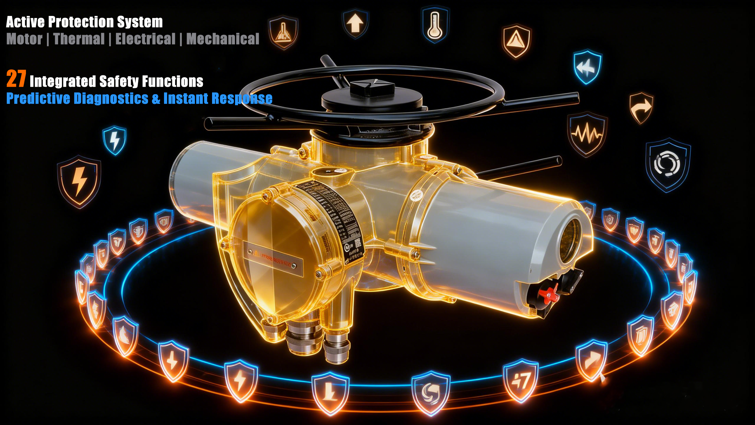 Atuador de v&aacute;lvula el&eacute;trica multivoltas inteligente